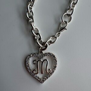 Chic Silver Heart/bracelet key chain with Initial Charm
